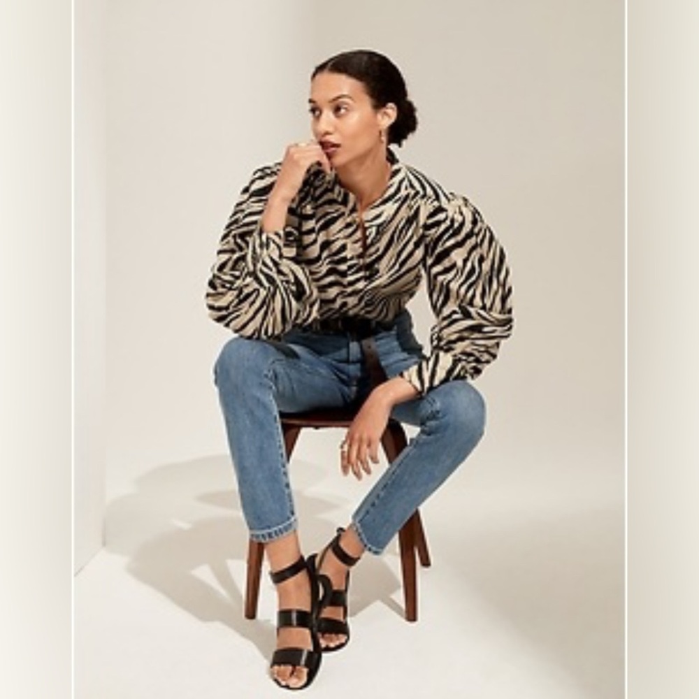BANANA REPUBLIC Organza Zebra Print Women's Top Size XL.